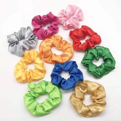 China Luxury Logo Silk Logo Hair Scrunchies Elastic Band Satin Scrunchy Hair Ties For Women Girls for sale