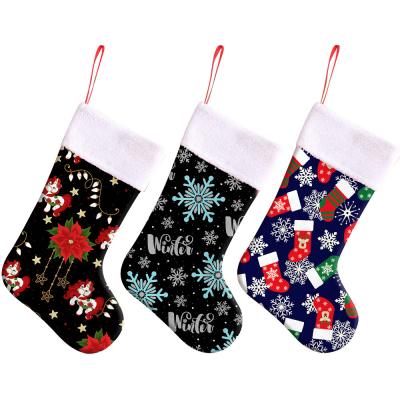 China 2022 Christamas Decoration Christmas Decoration Props Socks Santa Candy Sack Christmas Stocking for sale