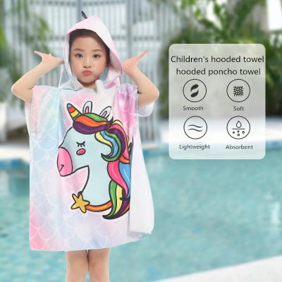 China 2019 Oneeno New Arrival Girl Shark QUICK DRY Hooded Towel Poncho for sale