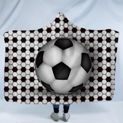 China Anti-pilling sports blankets football hooded blankets thick comfortable soft quick delivery hooded blankets for sale