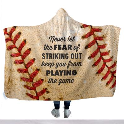 China Hot Selling High Quality Weighted Hooded Sublimation Baseball Fleece Blanket Anti-Static for sale