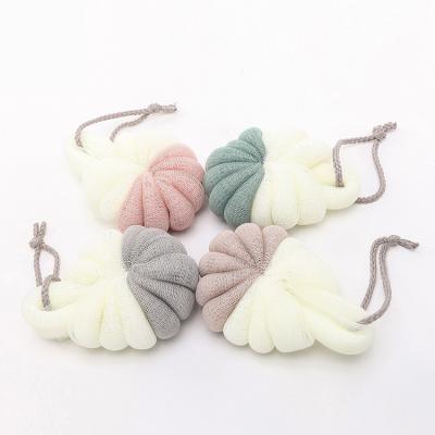 China Soft natural sea elastic flower shaped body bath shower pe mesh sponge for sale