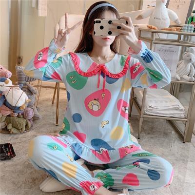 China Plus size QUICK DRY striped pajamas lace up long sleepwear autumn and winter women's sleepwear stitching clothes t for sale