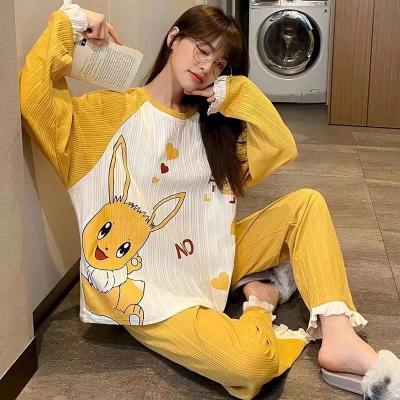 China QUICK DRY Nightgown Women's Casual Fashion Show Home Wear Primavera Pijama Spring Striped Pajamas Set for sale