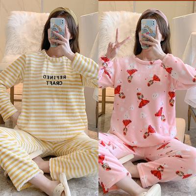 China Cheap long winter thermal thick warm QUICK DRY nightgown women pajamas sleepwear pijama set girls sleepwear women pajamas for sale