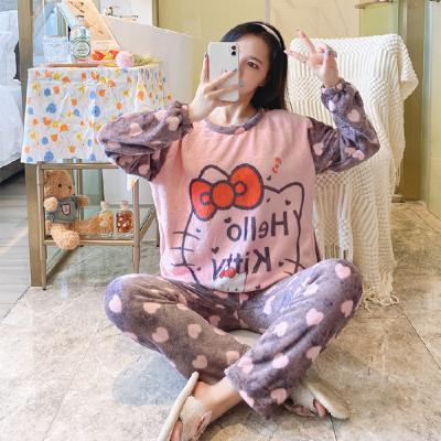 China Cute Flannel Sleepwaer Women Pijamas Set Long Nightgown Thermal Thick Warm Coral Fleece Winter QUICK DRY for sale