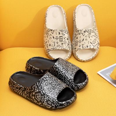 China Fashion Trend 2021 Popular Unisex Patterned Slippers Beach Sandals EVA Slides Shoes Women Men Ladies Summer Slides for sale