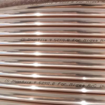 China ASTM B280 99.9% Red Copper Water Pipe C11000 Size 9.5 mm 29swg 16mm 24swg Air Heat Exchanger for Condenser for sale