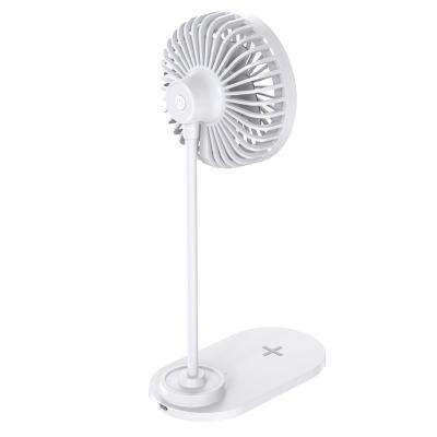 China OEM Multifunctional 3 in 1 Wireless USB Fan LED Mini Fan Mobile Phone 15W USB Charging Desktop Desk Lamp for sale