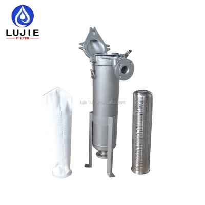 China Advertising Company LUJIE Filtration SS 316 Industrial Single Stainless Steel 7*32 Filter Housing 304ss Single Bag Filter Unit for sale