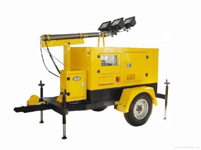 China Trailer Mobile Light Tower Generator , LED 7kva - 15kva Light Tower for sale