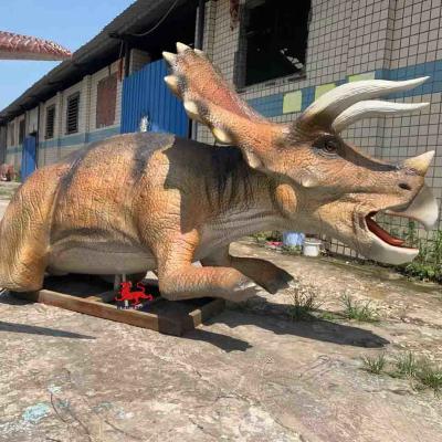 China Jurassic World Dinosaurier-Themenausstellungen Realistisches animatronisches Dinosaurier-Triceratops-Modell zu verkaufen