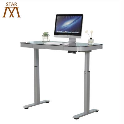 China Mstar Hign Ergonomic Modern Wooden Commercial Office Cabinet Furniture Rectangular Standing Height Adjustable Manager Executive Table for sale