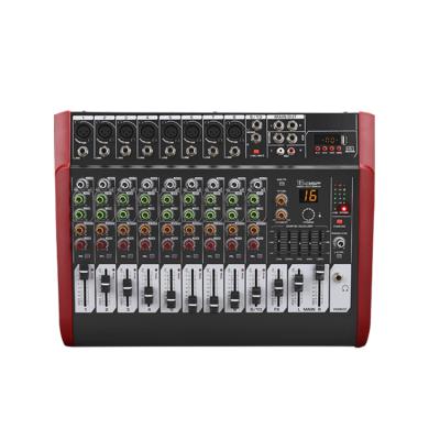 China Metal+plastic 10 Channels Audio Mixer Factory Wholesale Audio 16 DSP Effects Kaarten Sound And Mixers With Amplifier for sale