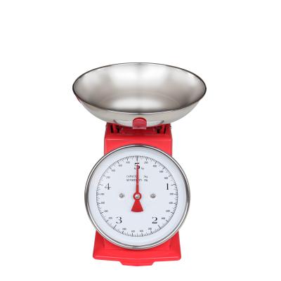 China With Steel Scale Tray Home Use Powder Coating Color Option 2 Kg 5 Kg Spring Available Food Dial Weighing Mechanical Kitchen Scale for sale