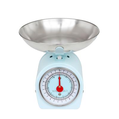 China Weight Measuring Mechanical Kitchen Food Scale No Battery 5kg Capacity 20g With Chrome Plated Dial Frame Food Scale for sale