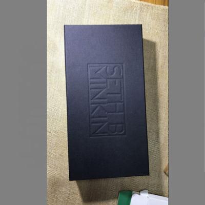 China Handmade Custom High End Embossed Magnetic Debossed Brand Black Empty Fancy Texture Closure Paper Gift Box Packaging Box For Scarf for sale