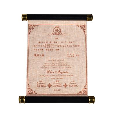 China India Style Elegant Luxury Custom Fabric Hot Foil Roll Wedding Invitations With Magnetic Box Closure for sale