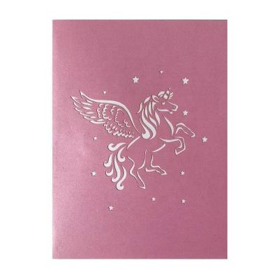 China Gift.Wedding. Agriculture.Bithday Customized Unique Full Color Printing 3D Unicorn Laser Cut Wedding Birthday Invitation Cards Box 24 Pcs for sale