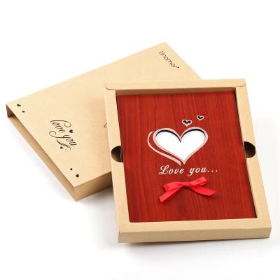 China Europe Customized Luxury Wooden American Holiday Greeting Card With Open Cutouts Of Love Pattern for sale