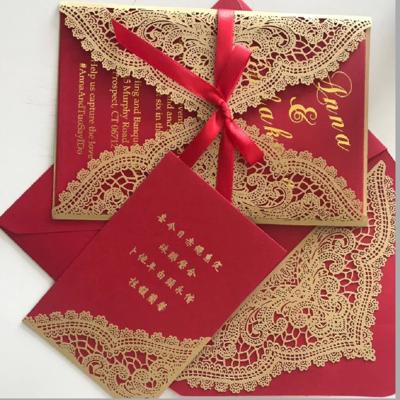 China New India hot sale style different colors wedding card laser cut wedding invitation card for sale