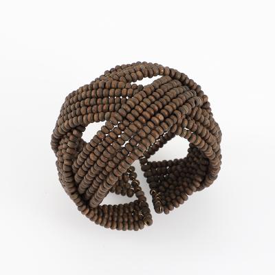 China Environmentally Friendly KJ Ethnic Wind Bracelet Beads Hip-hop Exaggerated Wind Handwoven European Amazon Multilayer Creative Beading Wooden for sale