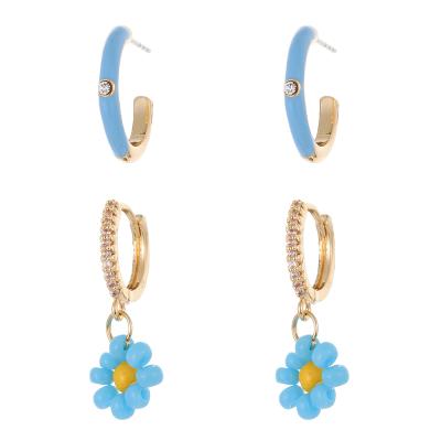 China High Quality Kenjie Macaron Daisy Earrings With Enamel Stick Beaded Dangle Earrings for sale