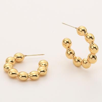 China Environmental Friendly Silver S925 Needle Metal Stud Earrings For Women Gold Plated European Fashion Circle Earrings for sale