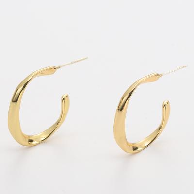 China kJ 925 environmental friendly silver pin metal classic C-ring earrings for women classic circle earrings for sale