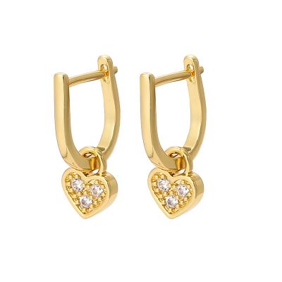 China Festival S925 silver environmental friendly needle earrings kJ heart zircon female sta gold earrings wholesale for sale