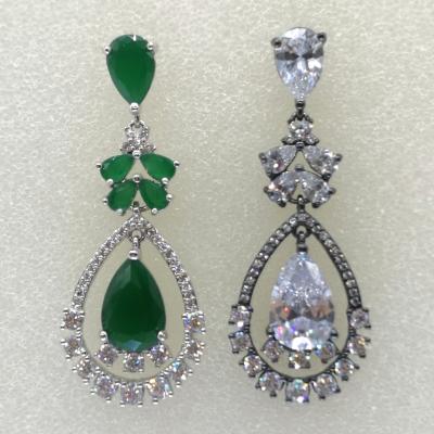 China CLASSIC Multi Cut CZ Pear Drop Wedding Earrings Pierced Earrings for sale