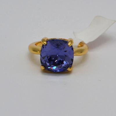 China CLASSIC 18K Gold Promise Love Cushion Setting Ring Natural Tanzanite Gemstone Silver Ring For Women Birthday Party Gift for sale