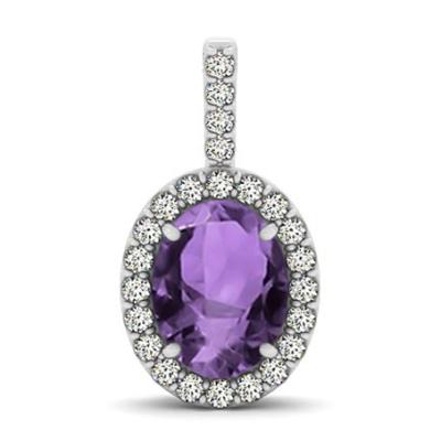 China AMETHYST CLASSIC HALO ELEMENTS SWA OVAL PENDANT NECKLACE for sale