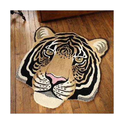 China INS Washable Hand Tufted Rug Tiger Animal Shaped Bedroom Bedside Rug LOGO Rug for sale