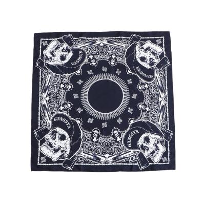 China Fashion \ Wholesale Promotional Customized Comfortable \ Durable Skull Fashion Square Jumping Hip Hop Polyester Headscarf for sale