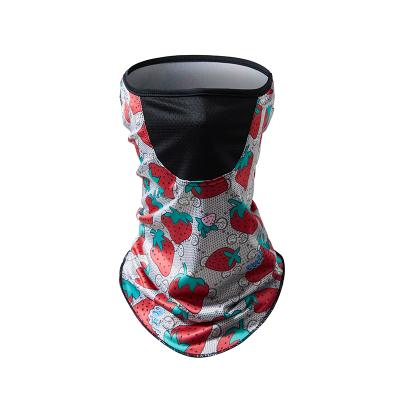 China Multifunctional Fashionable Women Splicing Full Face Cover With Earloop Strawberry Pattern Custom Logo Cute Bandana Wholesale for sale