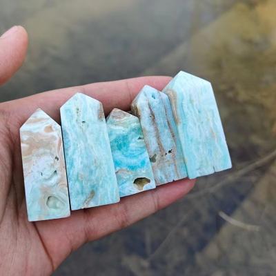 China China Wholesale High Quality Natural Blue Caribbean Calcite Domine Points Healing Crystal Wands for sale