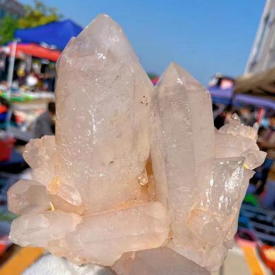 China Clear Crystal Cluster Rose Quartz Crystal cluster China crystal for healing people wholesale Natural Art Polished China of love keepsake for sale