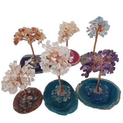 China Europe Sell Gem Crystals Healing Stones Wholesale Hand Made Natural Lucky Crystal Tree For Christmas Decoration for sale