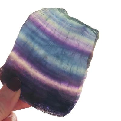 China Wholesale High Quality Natural Fluorite Slice China Crystal Quartz Slab Rough Rainbow Freeform Point For Healing for sale