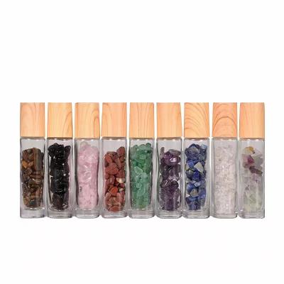 China China Wholesale Polished Natural Crystal Gravel Stones Wooden Cover Essential Oil Bottle for Make 7 Chakra Wishing Bottle Set for sale