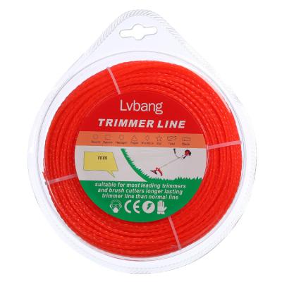 China 2-Stroke 2.4 Mm Small Twist Shape Nylon Blister Grass Trimmer Line For Brush Cutter for sale