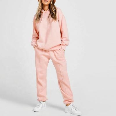 China Winter Breathable Oversize Sweatsuit Women Custom Made Sweater Pink Color Sweatshirt Women Set for sale