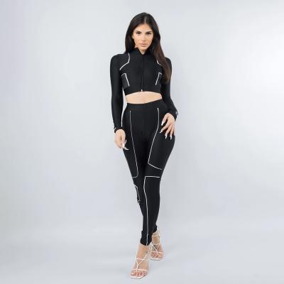 China Wholesale Design Breathable Your Own Tracksuit Ladies Zipper V Neck Crop Jacket Sweatsuit Cotton Top Summer Plus Size Women Tracksuits for sale