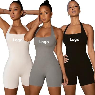 China Breathable Custom Women Quick Dry Yoga Set One Piece Short Yoga Jumpsuit Spandex Yoga Suit Fitness Workout Gym Clothing for sale