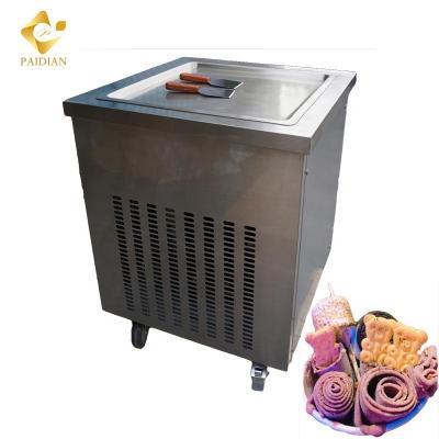 China Snack Factory Flat Pan Ice Cream Machine Fried Stainless Steel Ice Cream Machine Make Ice Cream Roll Machine for sale