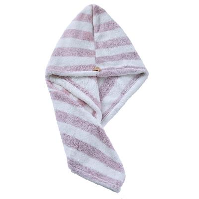 China QUICK DRY Comfortable Striped Bath Microfiber Dry Hair Wrap Towels With Logo for sale