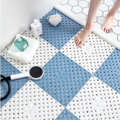 China PVC Washable Bathroom Floor Mat DIY Shower Bath Foot Mat Waterproof Anti Slip Splicing Mat for sale