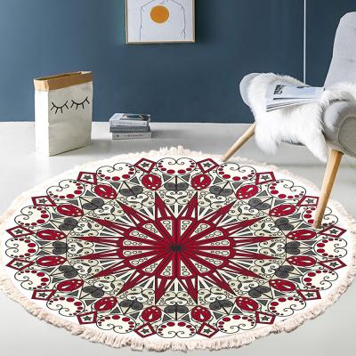 China Anti-Slip Round Handwoven Carpet Living Room Floor Mat Rug Cover for sale