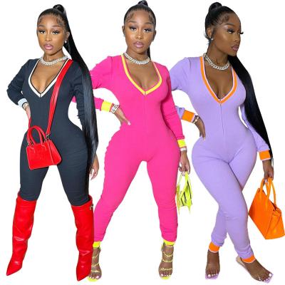 China 2021 color yarn spliced ​​overalls tight neck QUICK DRY autumn yoga women's clothing women's pieza de sola d'Una loincloths women's overalls W045030 for sale